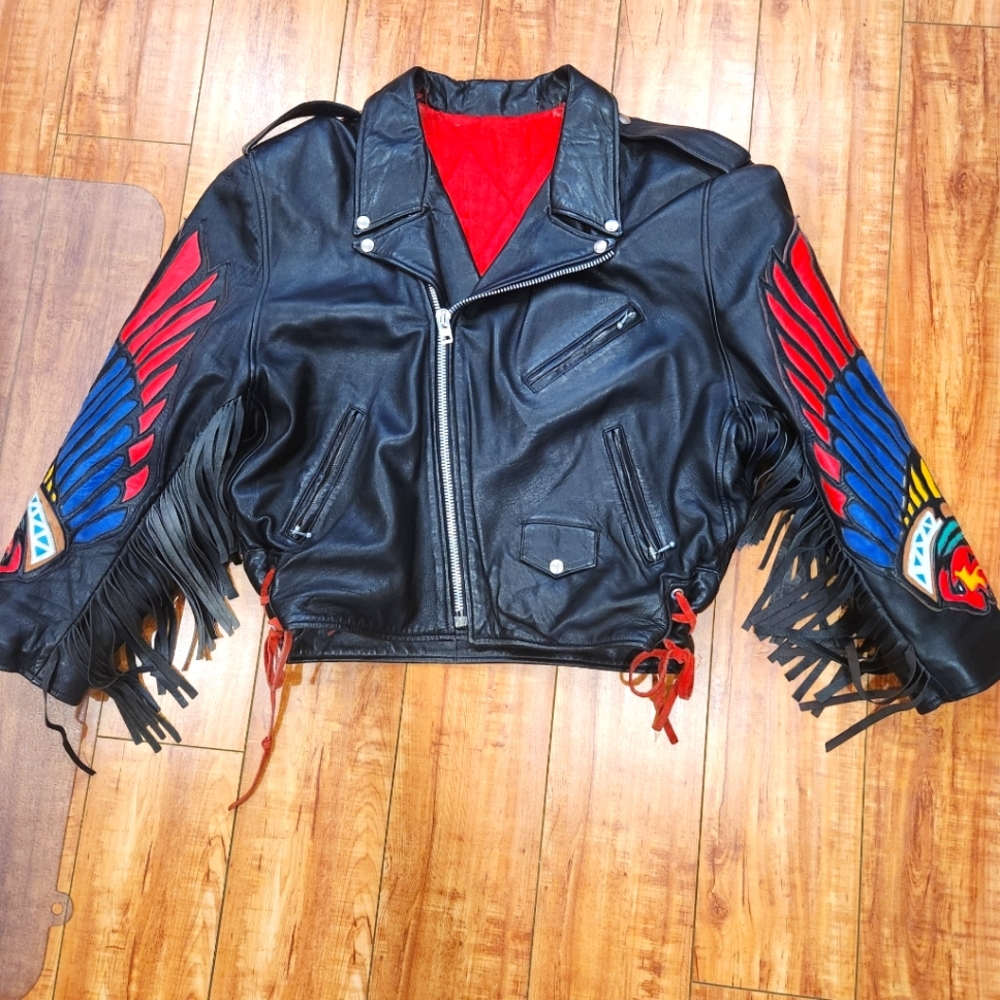 RARE M Montana Street Wear Indian Motorcycle Leather Jacket, size XL. Hl